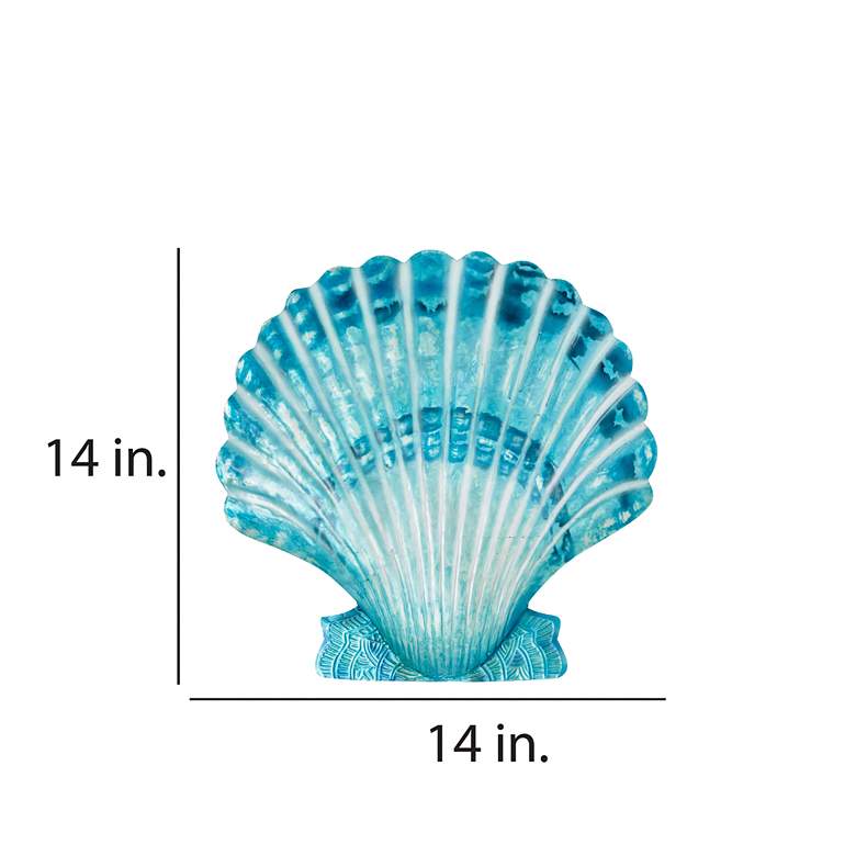 Image 4 Scallop Shell 19 inch Wide Blue Metal Wall Decor more views