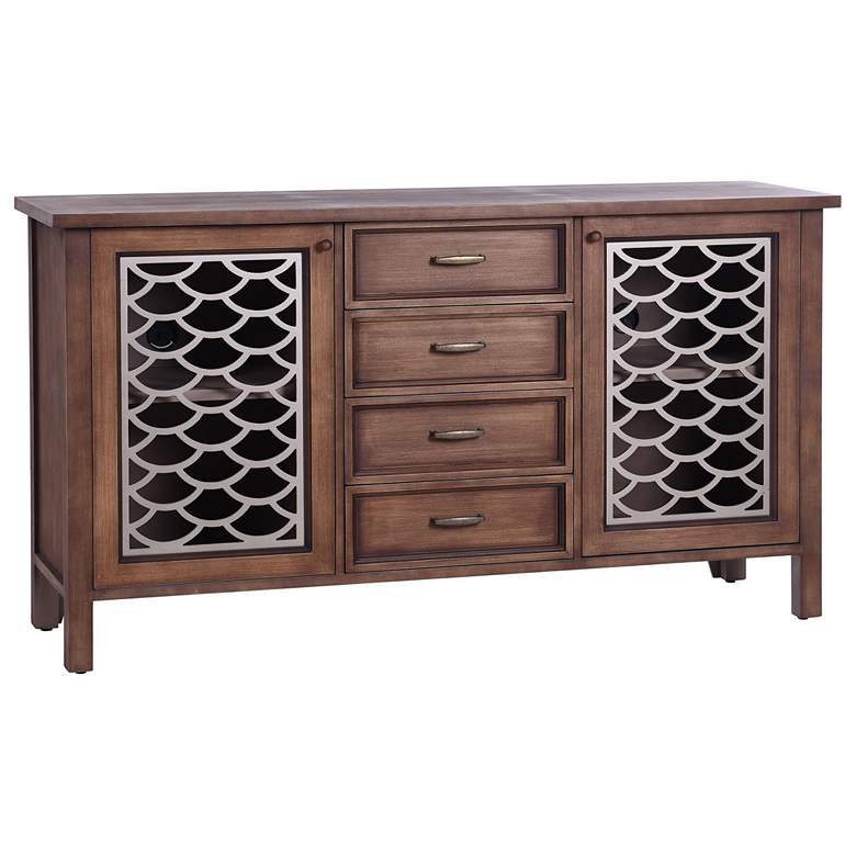 Image 1 Scallop Silver and Natural Wood Two Door Sideboard