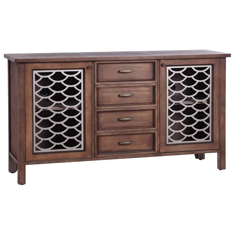Image 1 Scallop Silver and Natural Wood Two Door Sideboard