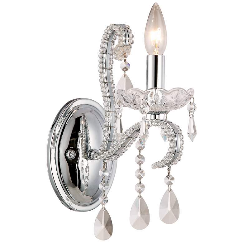 Image 1 Scalloped Bobeche Chrome and Crystal Sconce
