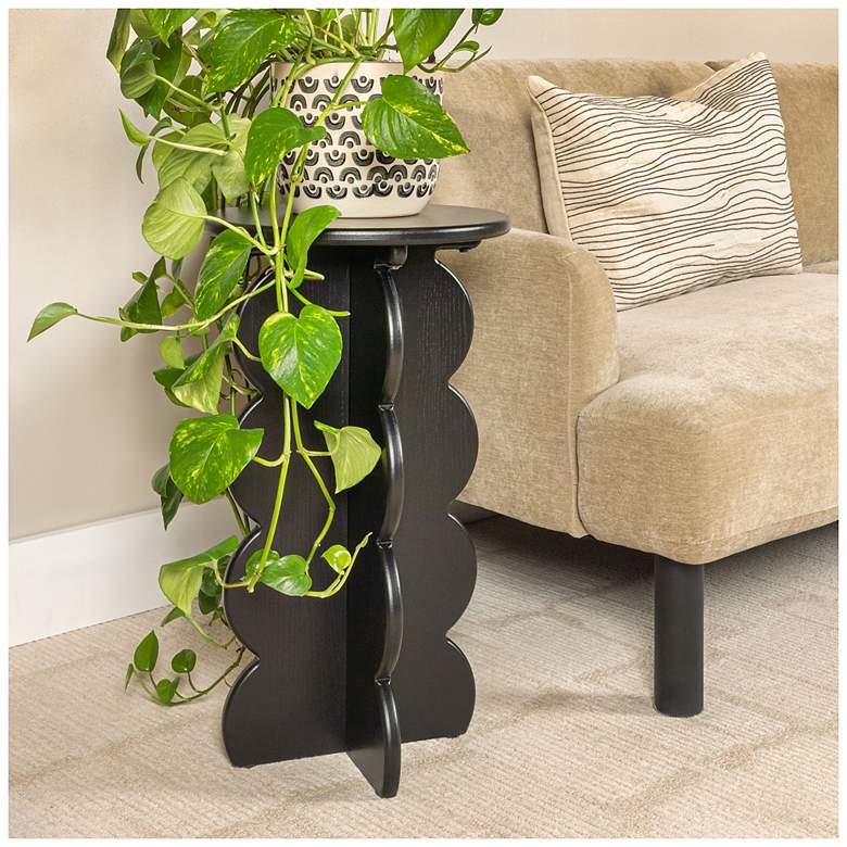 Image 1 Scalloped Edge Accent Table in Matte Black Finish