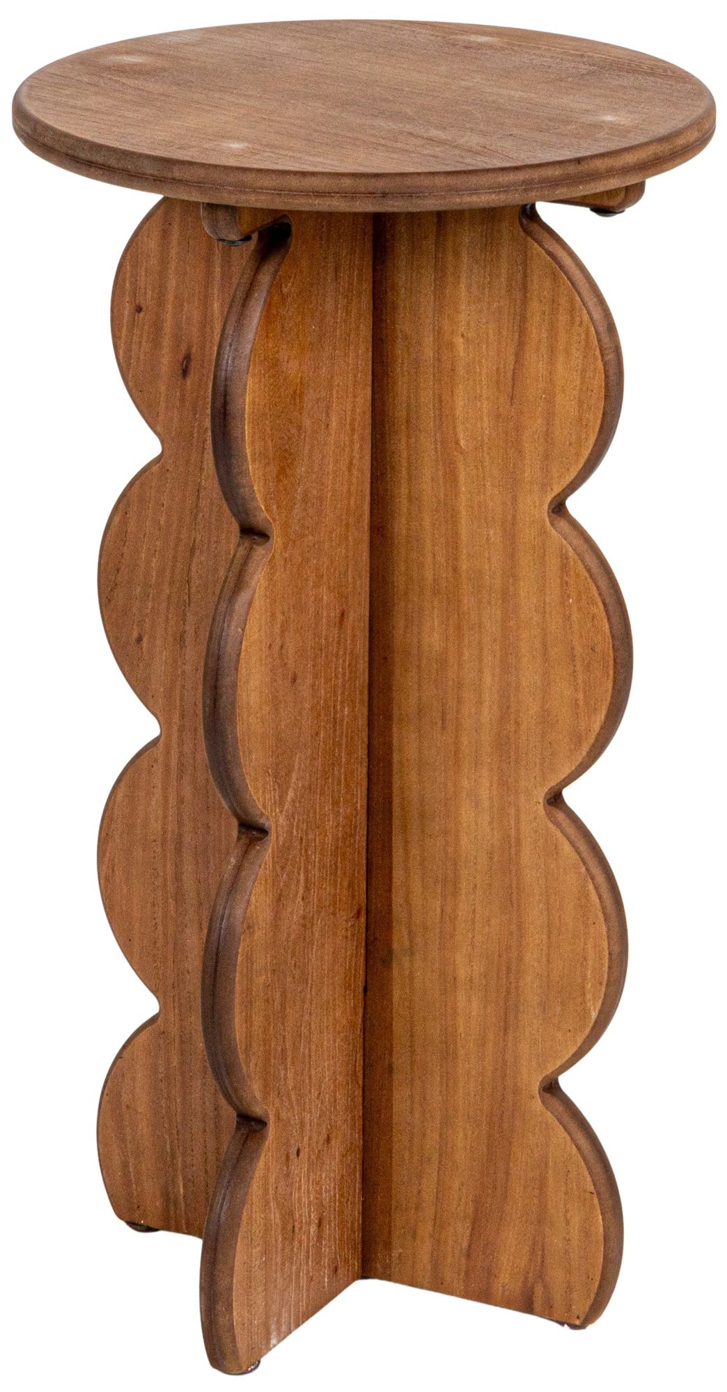 Image 2 Scalloped Edge Accent Table in Walnut Finish