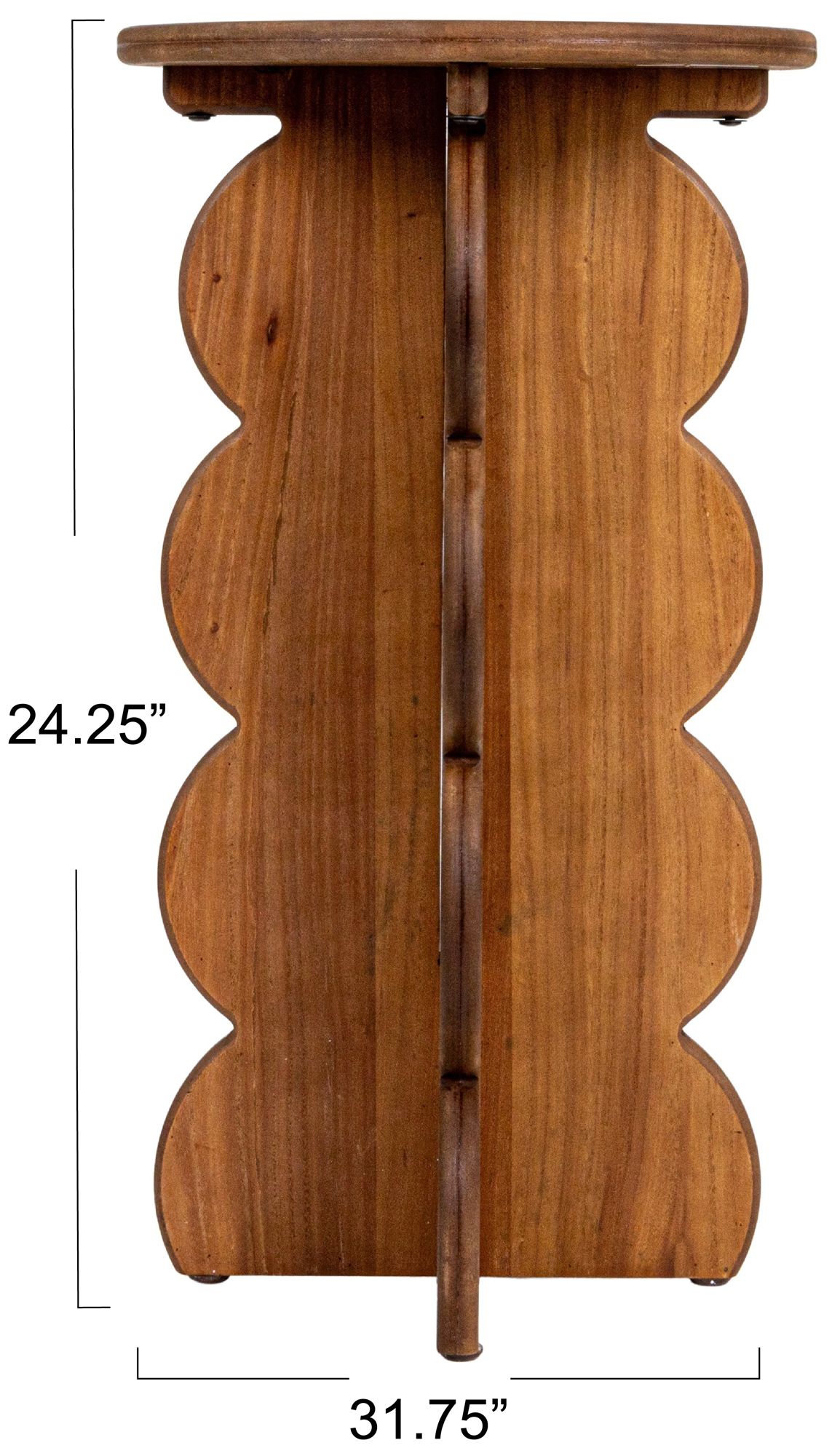 Image 3 Scalloped Edge Accent Table in Walnut Finish more views