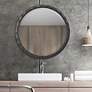 4_Scalloped Edge Aged Black 38" Round Wall Mirror more views