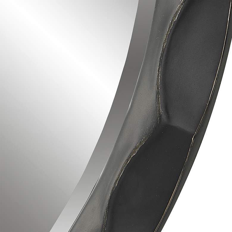 Image 7 Scalloped Edge Aged Black 38" Round Wall Mirror more views