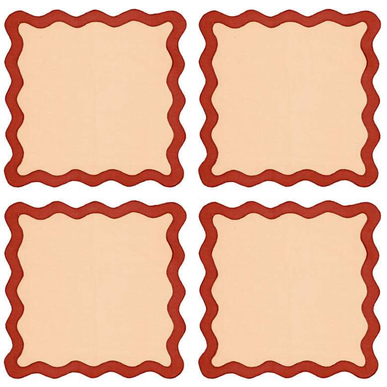 Image 1 Scalloped Edge Rust and Orange Cotton Placemats Set of 4