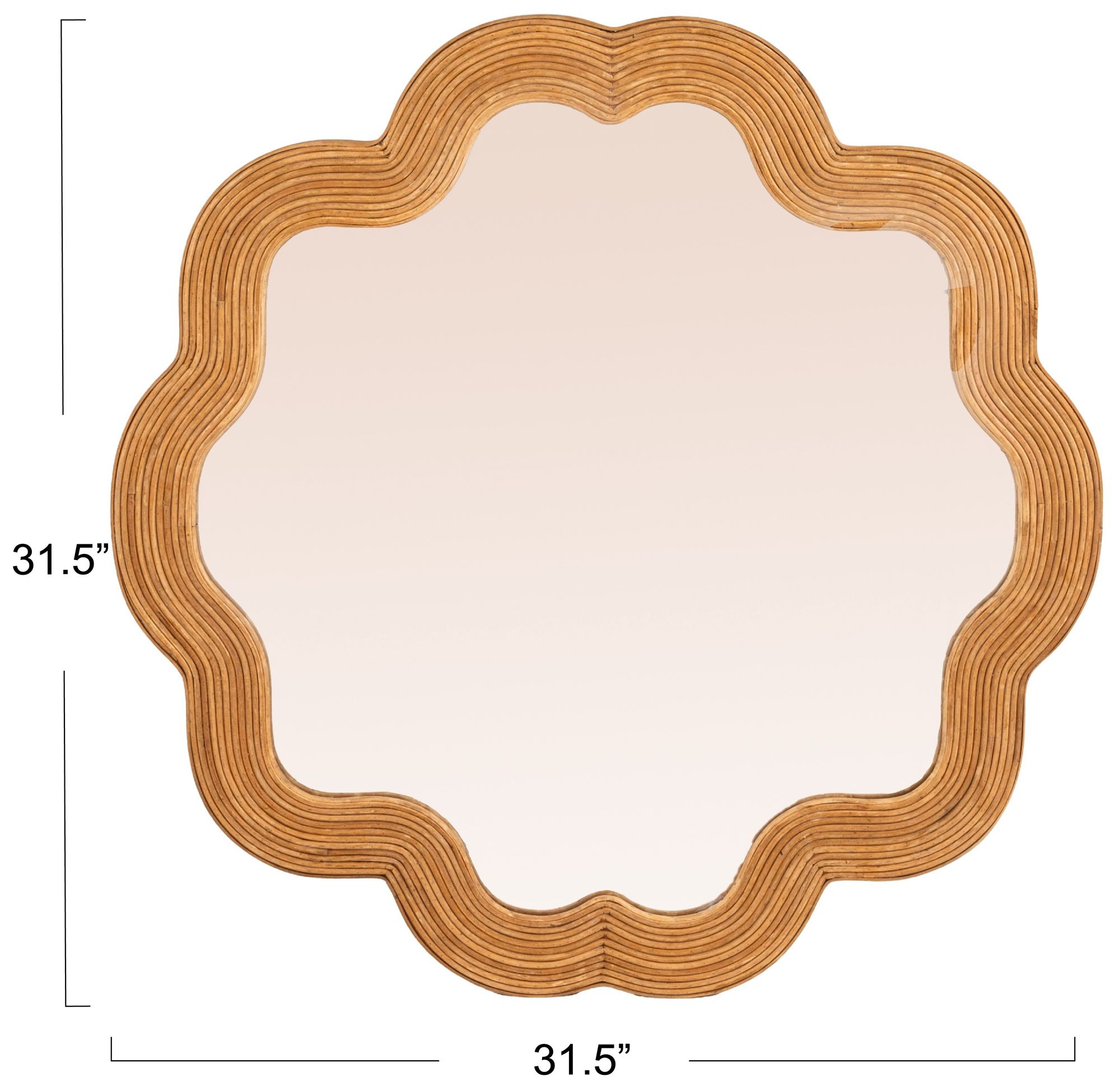 Image 4 Scalloped Rattan Framed Wall Mirror more views