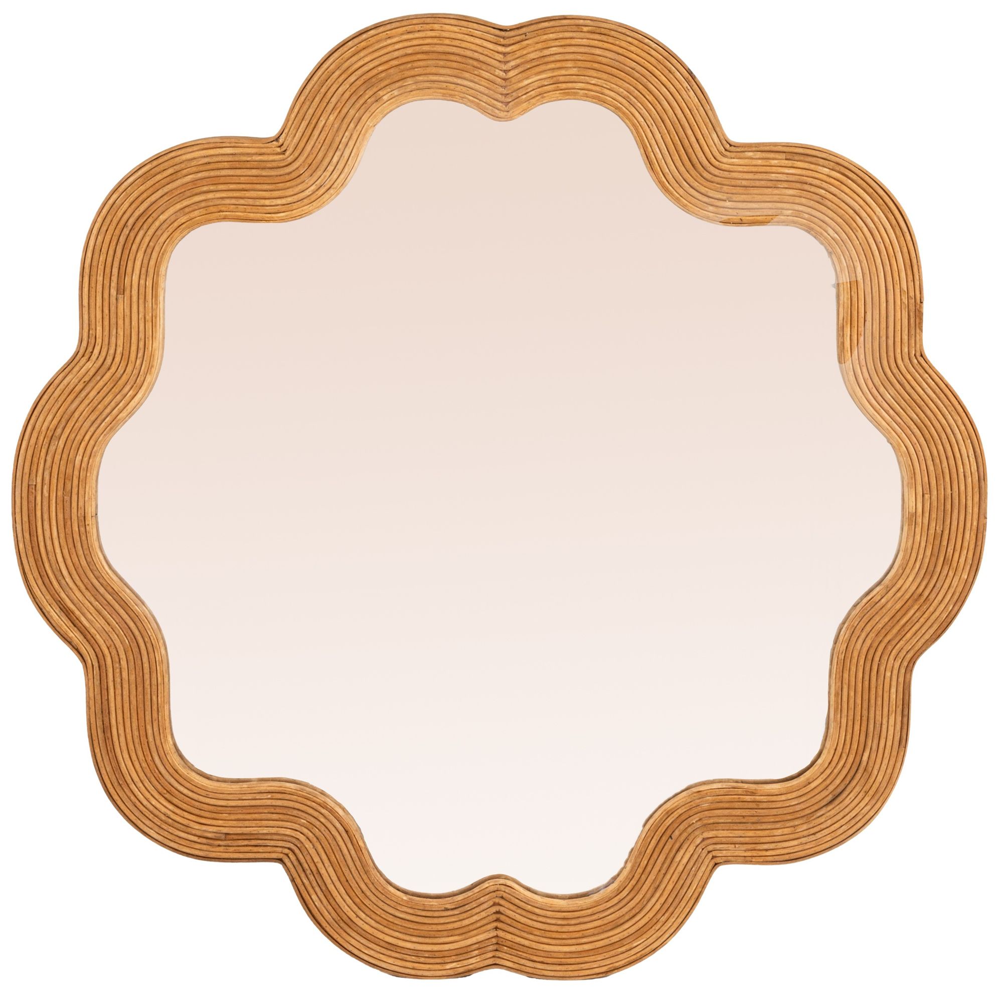 Scalloped Rattan Framed Wall Mirror
