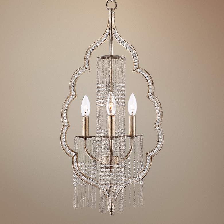 Image 1 Scalloped Teardrop 26 3/4" High Silver Chandelier