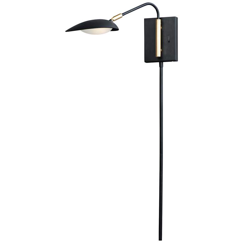Image 1 Scan Black Finish Plug-In Swing Arm LED Wall Lamp by Maxim