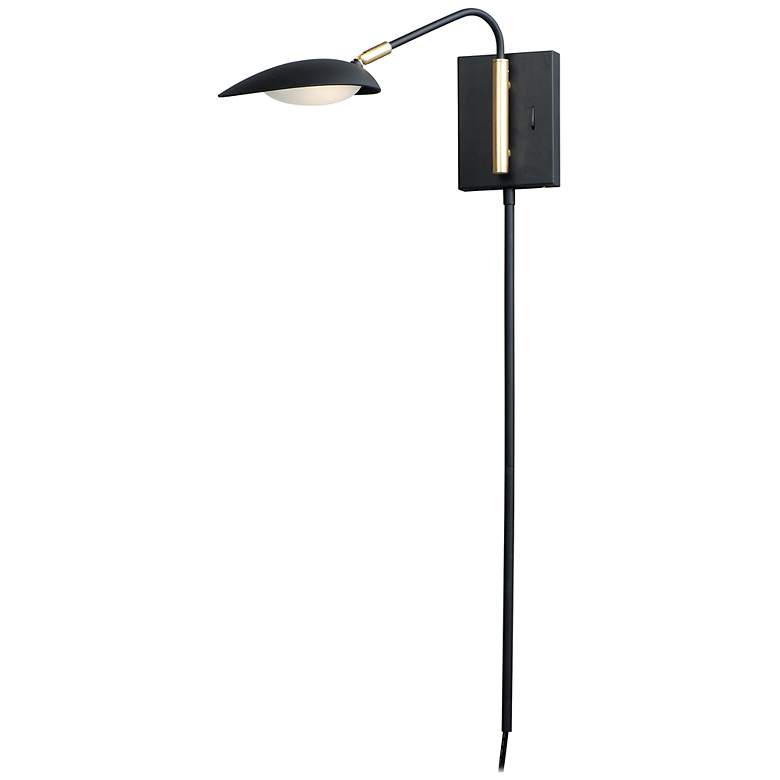 Image 1 Scan Black Finish Plug-In Swing Arm LED Wall Lamp by Maxim