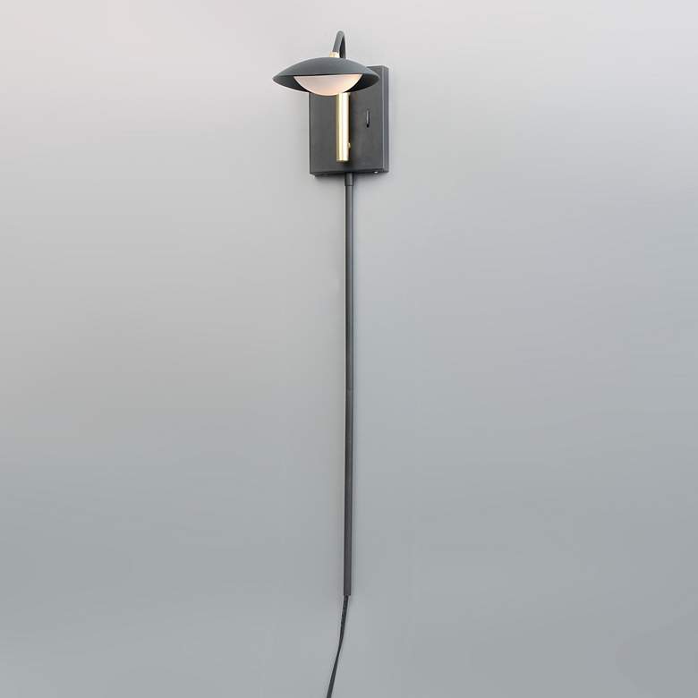 Image 2 Scan Black Finish Plug-In Swing Arm LED Wall Lamp by Maxim more views