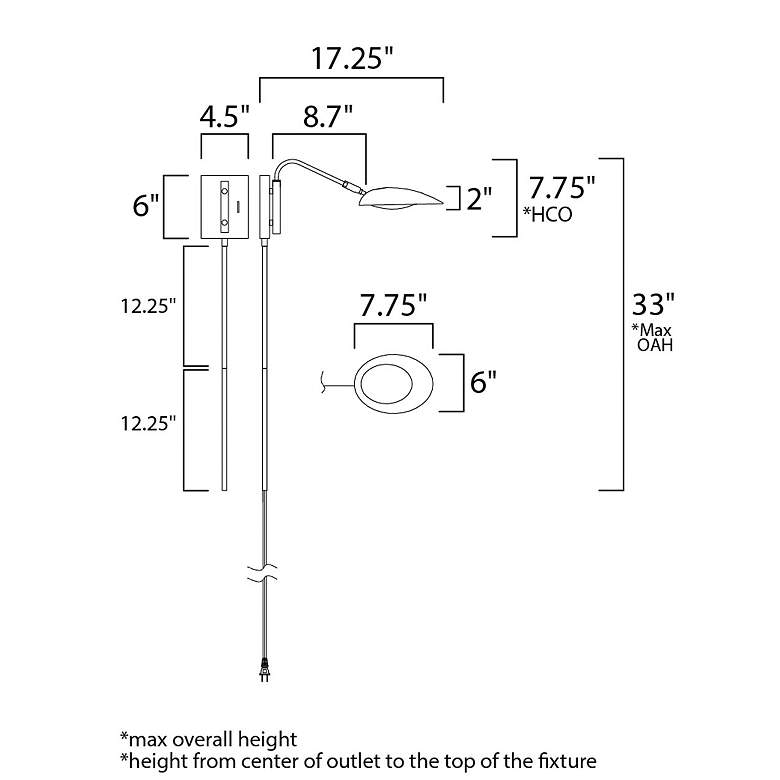 Image 5 Scan Black Finish Plug-In Swing Arm LED Wall Lamp by Maxim more views
