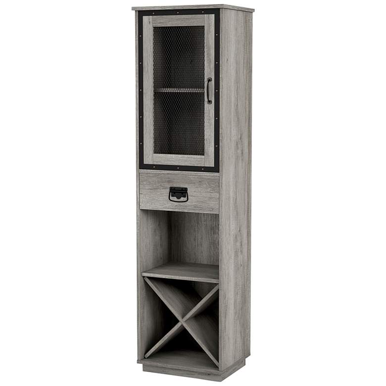 Image 2 Scandi 19 3/4" Wide Vintage Gray 1-Drawer Tower Cabinet