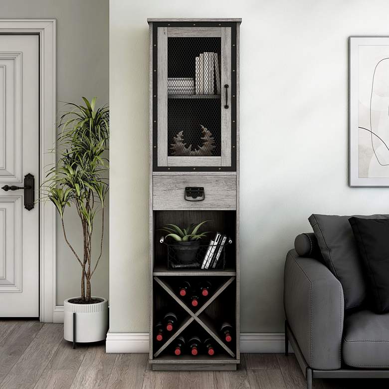 Image 1 Scandi 19 3/4" Wide Vintage Gray 1-Drawer Tower Cabinet