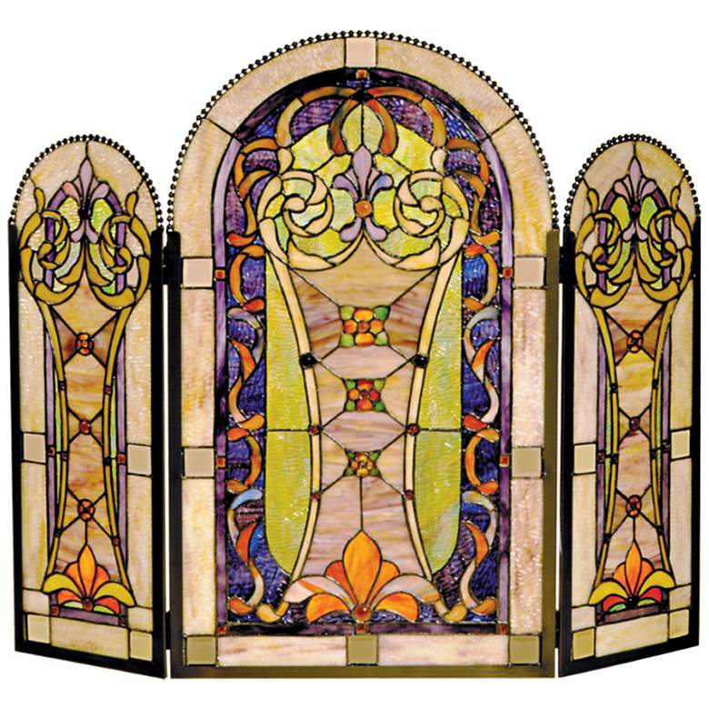 Image 1 Scarberry Glass Folding Fireplace Screen