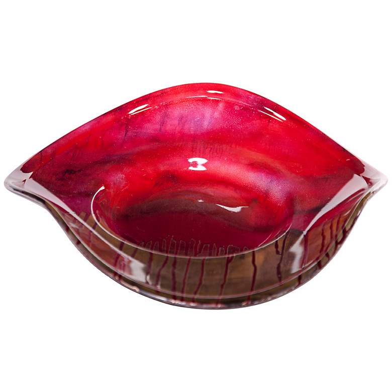 Image 1 Scarlet Drip Curved Art Glass Charger Plate