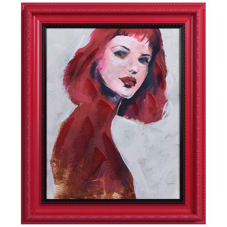 Image 1 Scarlet Muse" Hand Embellished Framed Giclee Printed Canvas Wall Art