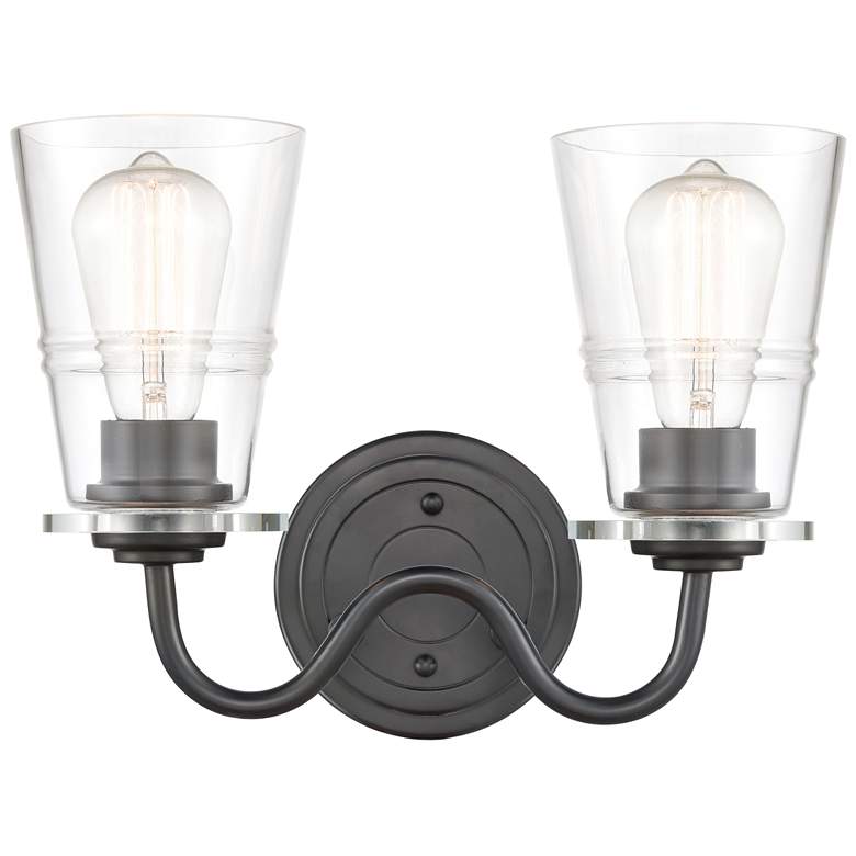 Image 1 Scarlett 14" 2-Light Matte Black Bath Light w/ Clear Shade