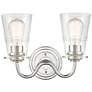 Scarlett 14" 2-Light Polished Chrome Bath Light w/ Clear Shade
