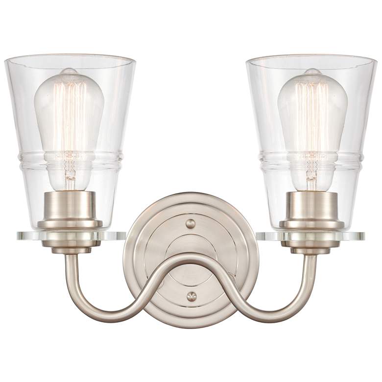 Image 1 Scarlett 14" 2-Light Satin Nickel Bath Light w/ Clear Shade