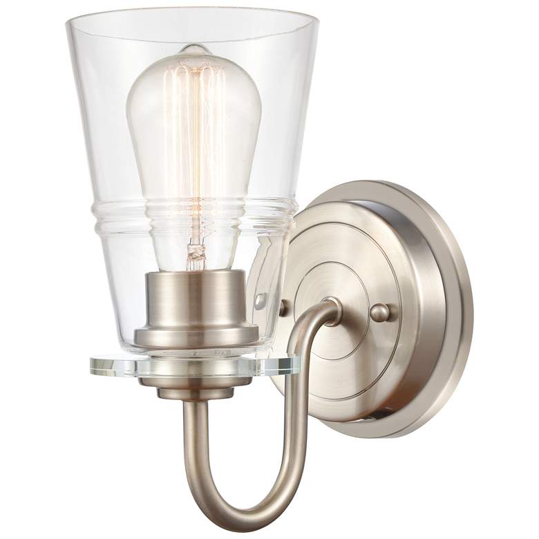 Image 1 Scarlett 5" Satin Nickel Bath Light w/ Clear Shade
