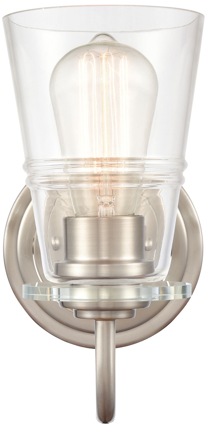 Image 2 Scarlett 5" Satin Nickel Bath Light w/ Clear Shade more views