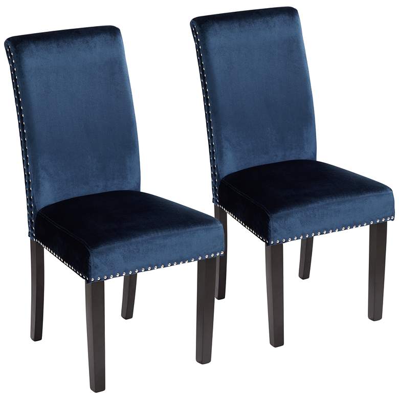 Image 1 Scarpa Blue Armless Dining Chairs Set of 2