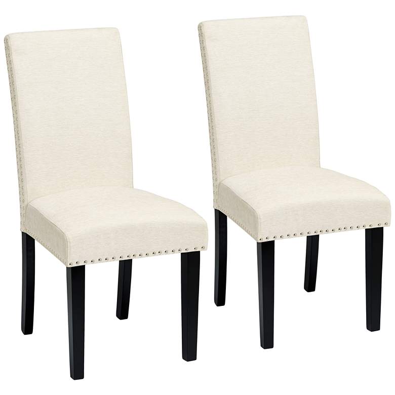 Image 1 Scarpa Elizabeth Pearl White Armless Dining Chairs Set of 2