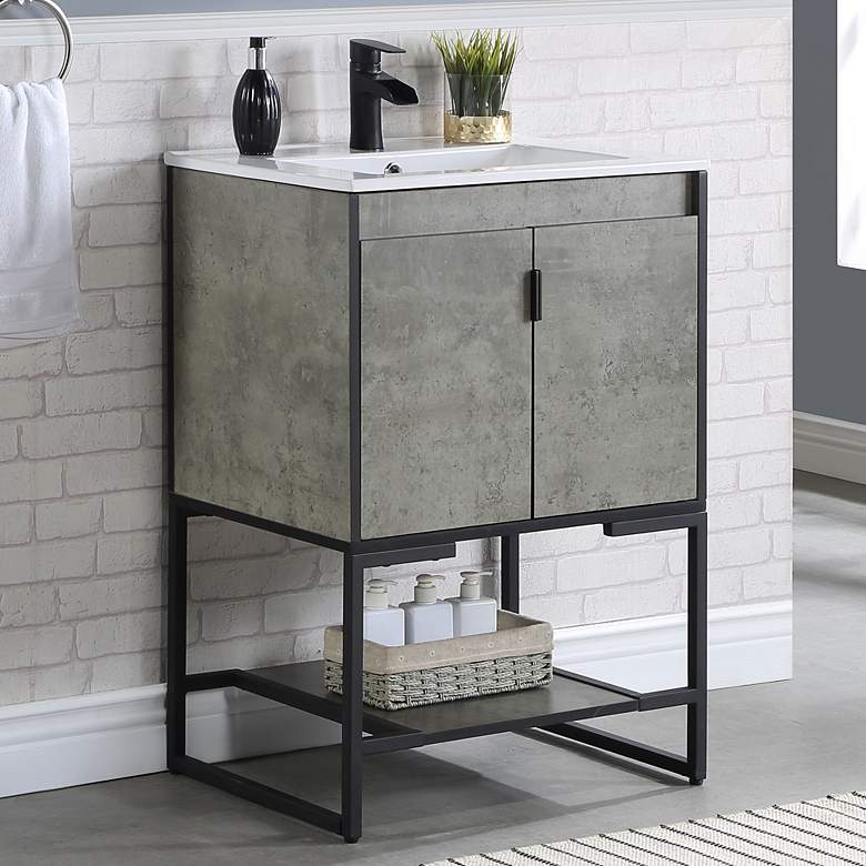 Scarsdale 24&quot; Wide Concrete Gray Bathroom Vanity Sink