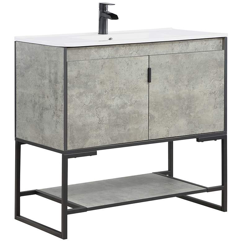Image 2 Scarsdale 36 inch Wide Concrete Gray Bathroom Vanity Sink