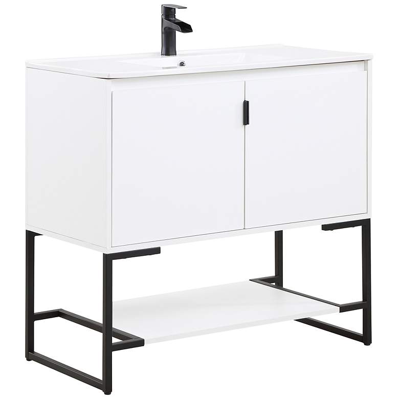 Image 2 Scarsdale 36" Wide Melamine White Bathroom Vanity Sink