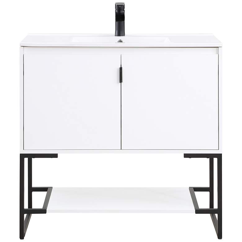 Image 5 Scarsdale 36" Wide Melamine White Bathroom Vanity Sink more views