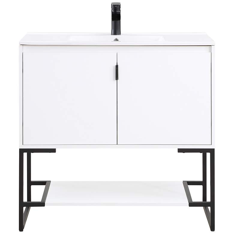 Image 5 Scarsdale 36 inch Wide Melamine White Bathroom Vanity Sink more views