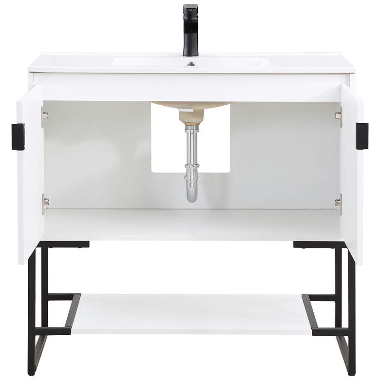 Image 6 Scarsdale 36" Wide Melamine White Bathroom Vanity Sink more views
