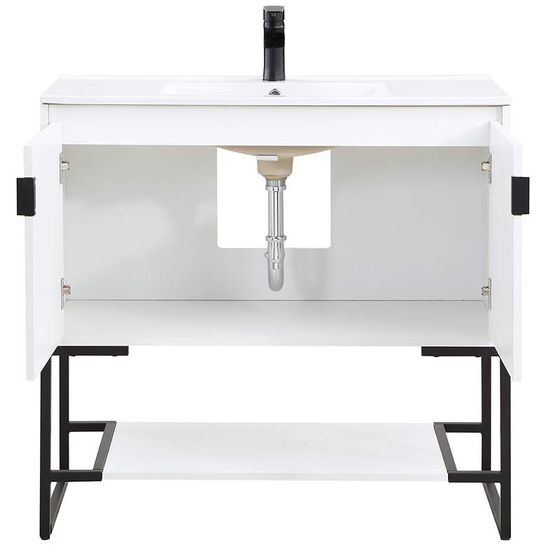 Image 6 Scarsdale 36 inch Wide Melamine White Bathroom Vanity Sink more views