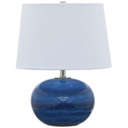 Scatchard Stoneware 17&quot;H Round Glossy Blue Accent Table Lamp