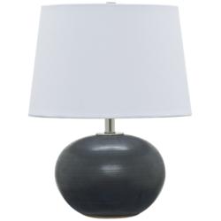 Scatchard Stoneware 17&quot;H Round Matte Black Accent Table Lamp