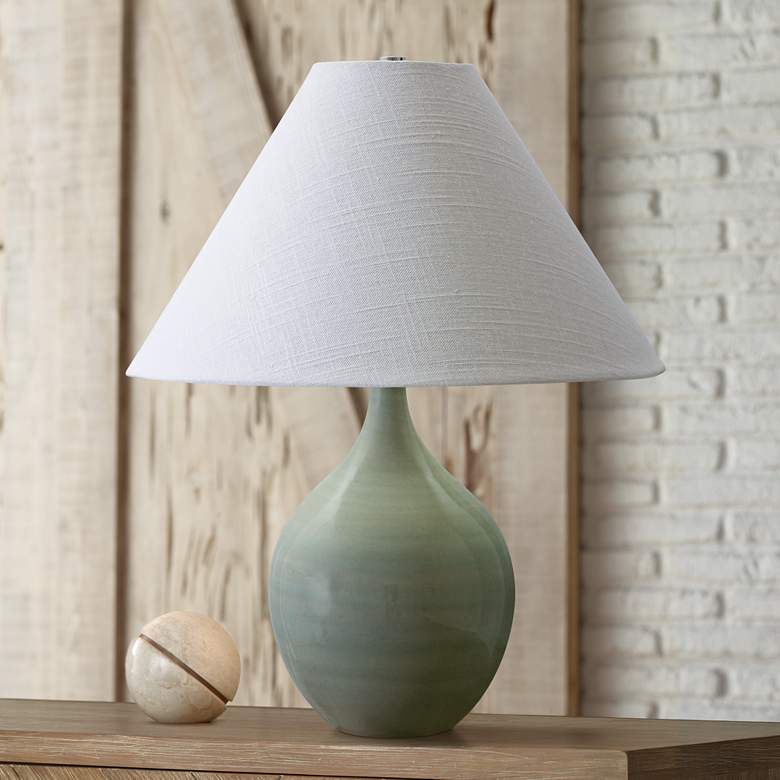 Image 1 Scatchard Stoneware 19" High Celadon Green Accent Table Lamp