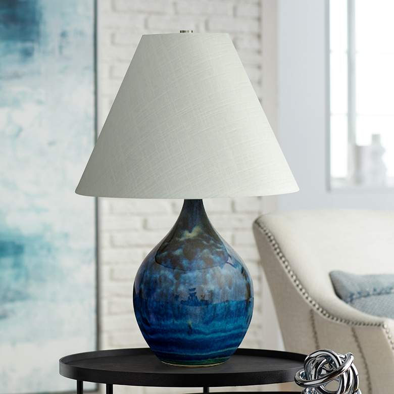 Image 1 Scatchard Stoneware 19" High Midnight Blue Accent Table Lamp