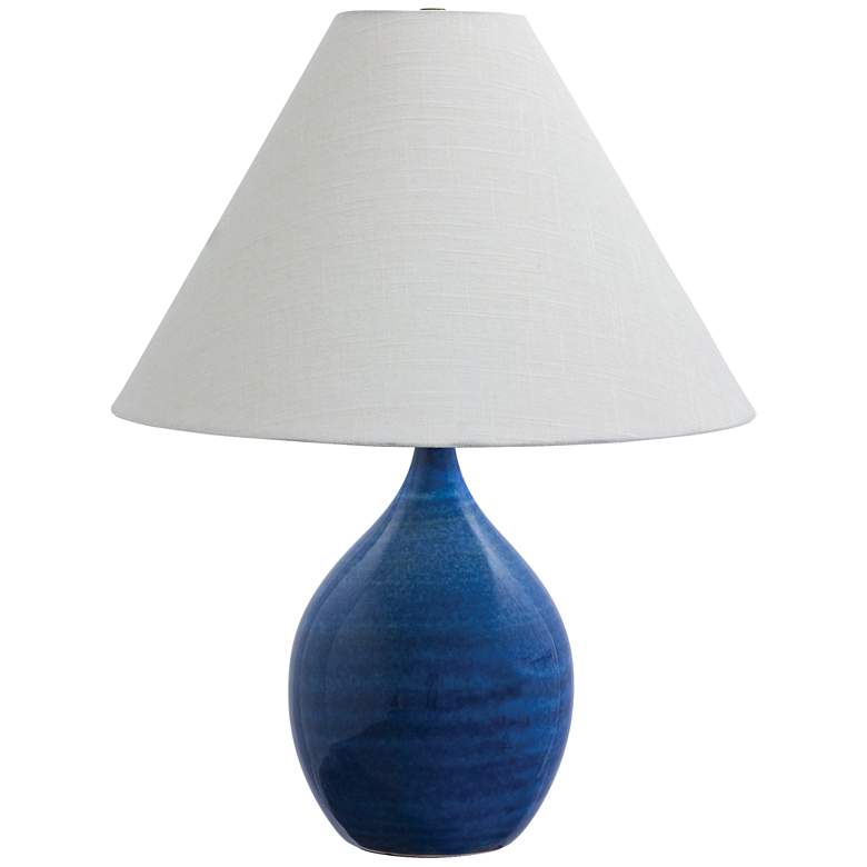 Image 1 Scatchard Stoneware 22 1/2 inch High Glossy Blue Table Lamp