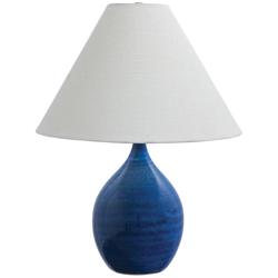 Scatchard Stoneware 22 1/2&quot; High Glossy Blue Table Lamp