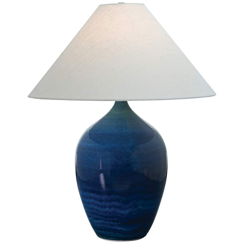 Image 1 Scatchard Stoneware 27 inch High Glossy Blue Table Lamp