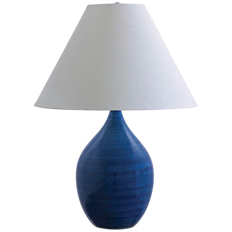 Image 1 Scatchard Stoneware 28 inch High Glossy Blue Table Lamp
