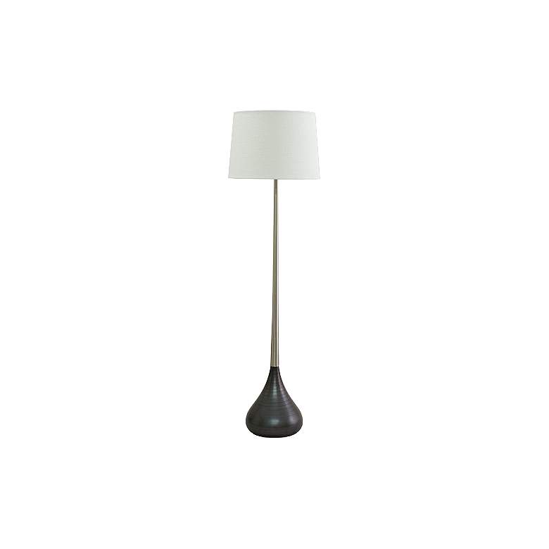 Image 1 Scatchard Stoneware Slim Black with Satin Nickel Floor Lamp