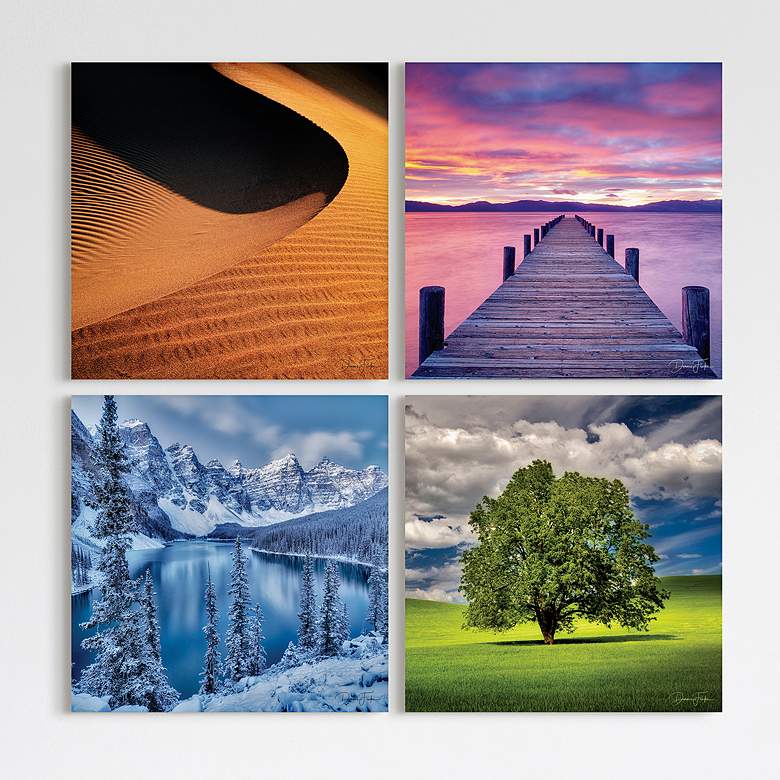 Image 2 Scenery 20 inch Square 4-Piece Printed Glass Wall Art Set
