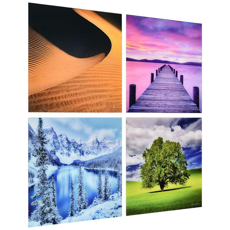 Image 5 Scenery 20" Square 4-Piece Printed Glass Wall Art Set more views