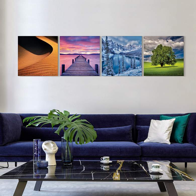 Image 6 Scenery 20" Square 4-Piece Printed Glass Wall Art Set more views