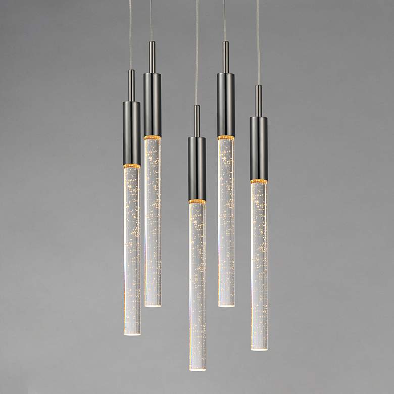 Image 1 Scepter 13" Wide Black Chrome 5-Light LED Pendant