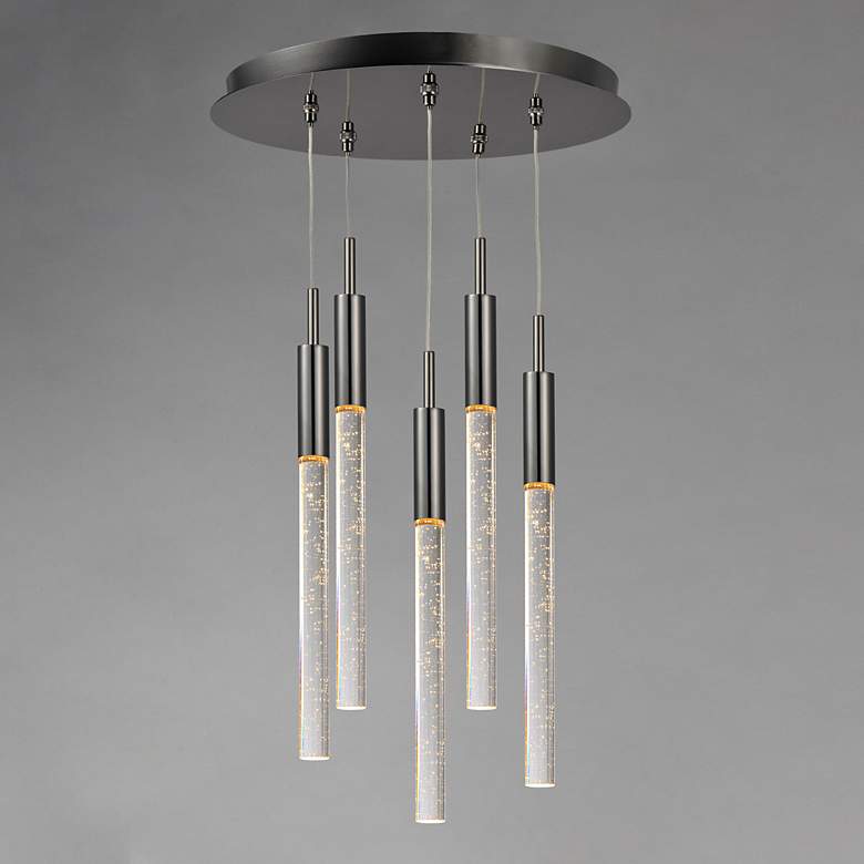Image 4 Scepter 13" Wide Black Chrome 5-Light LED Pendant more views